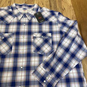 Levi's Western Pearl Snap Mens 3XL Shirt Purple Plaid Cowboy Rodeo Ranch New $69
